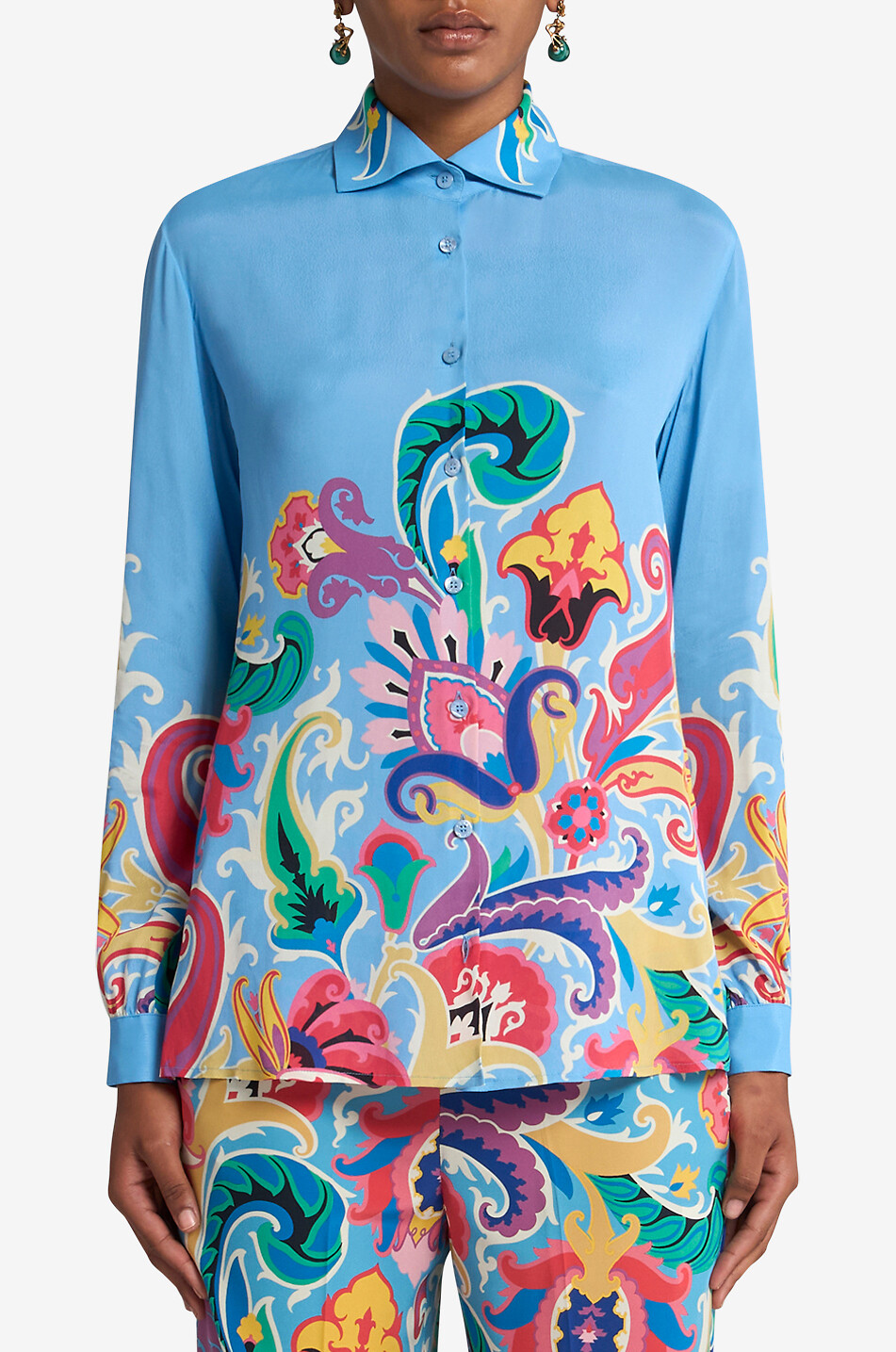 Chemise fluide en crêpe imprimée Paisley