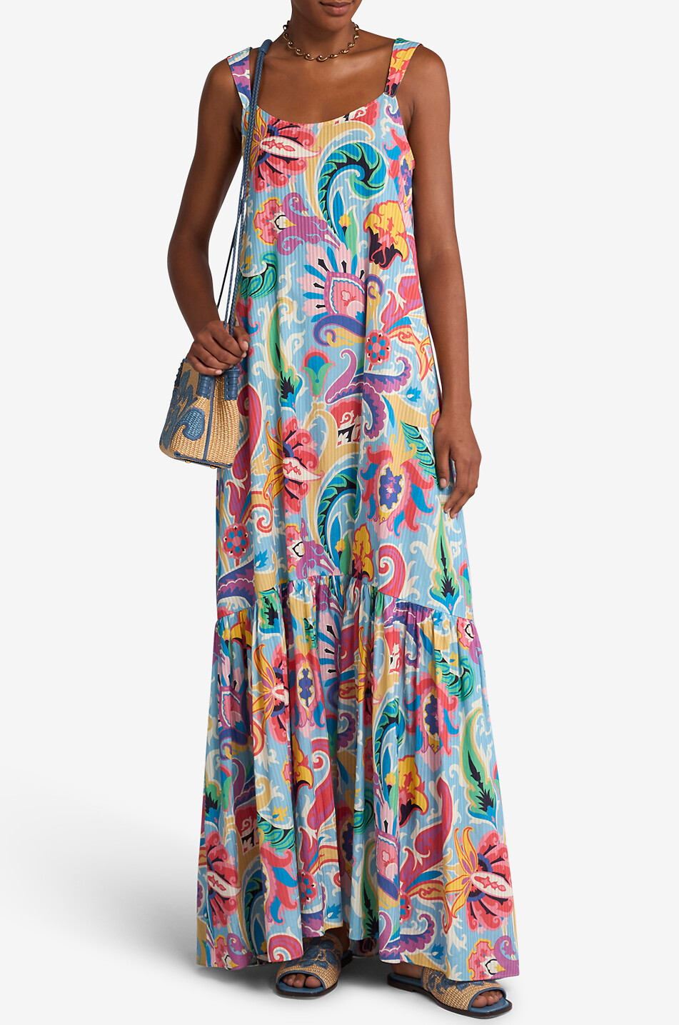 ETRO Paisley printed maxi sundress in striped jacquard Women MULTI COLOURED 3