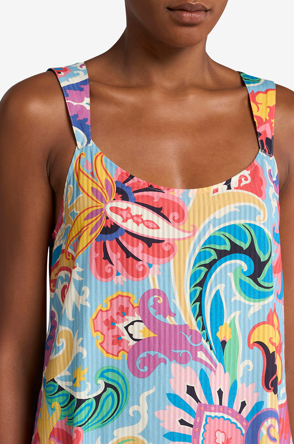 ETRO Paisley printed maxi sundress in striped jacquard Women MULTI COLOURED 5