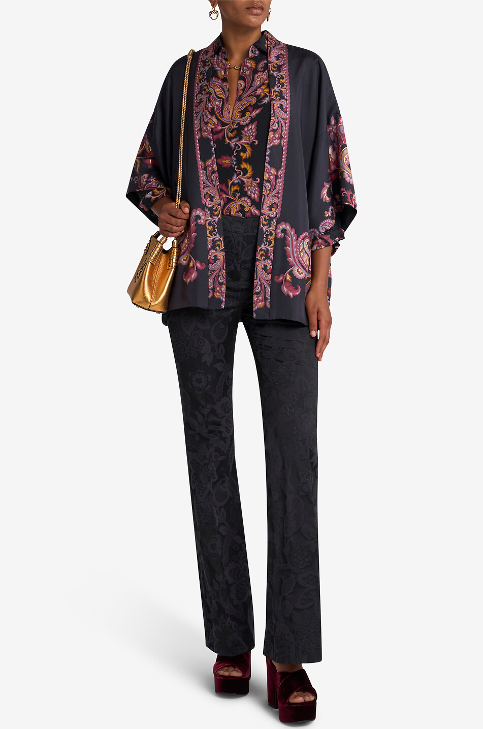 ETRO Kimono en sergé de soie imprimé Paisley Placé Femme MULTICOLORE 3