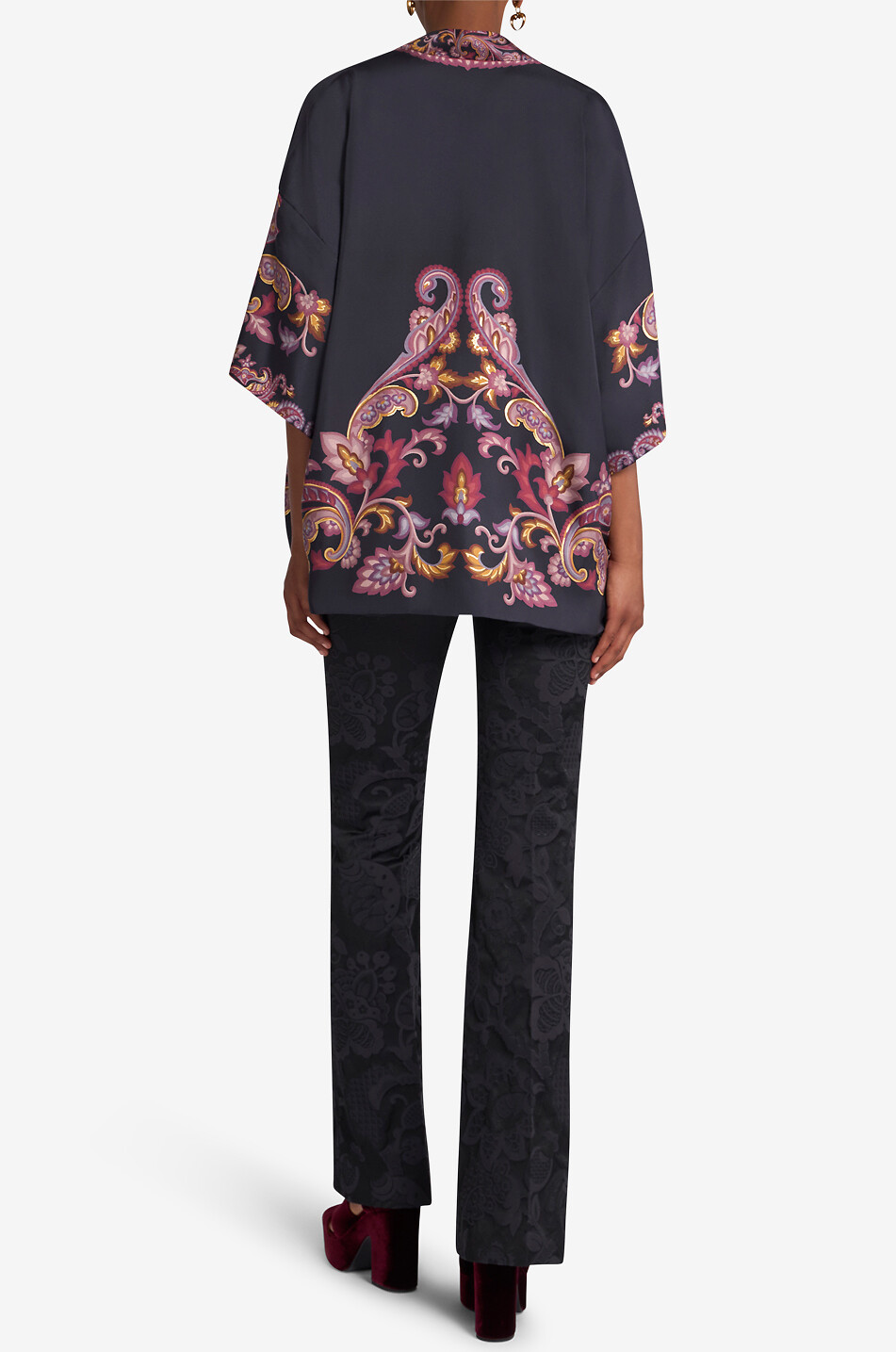 ETRO Kimono en sergé de soie imprimé Paisley Placé Femme MULTICOLORE 4