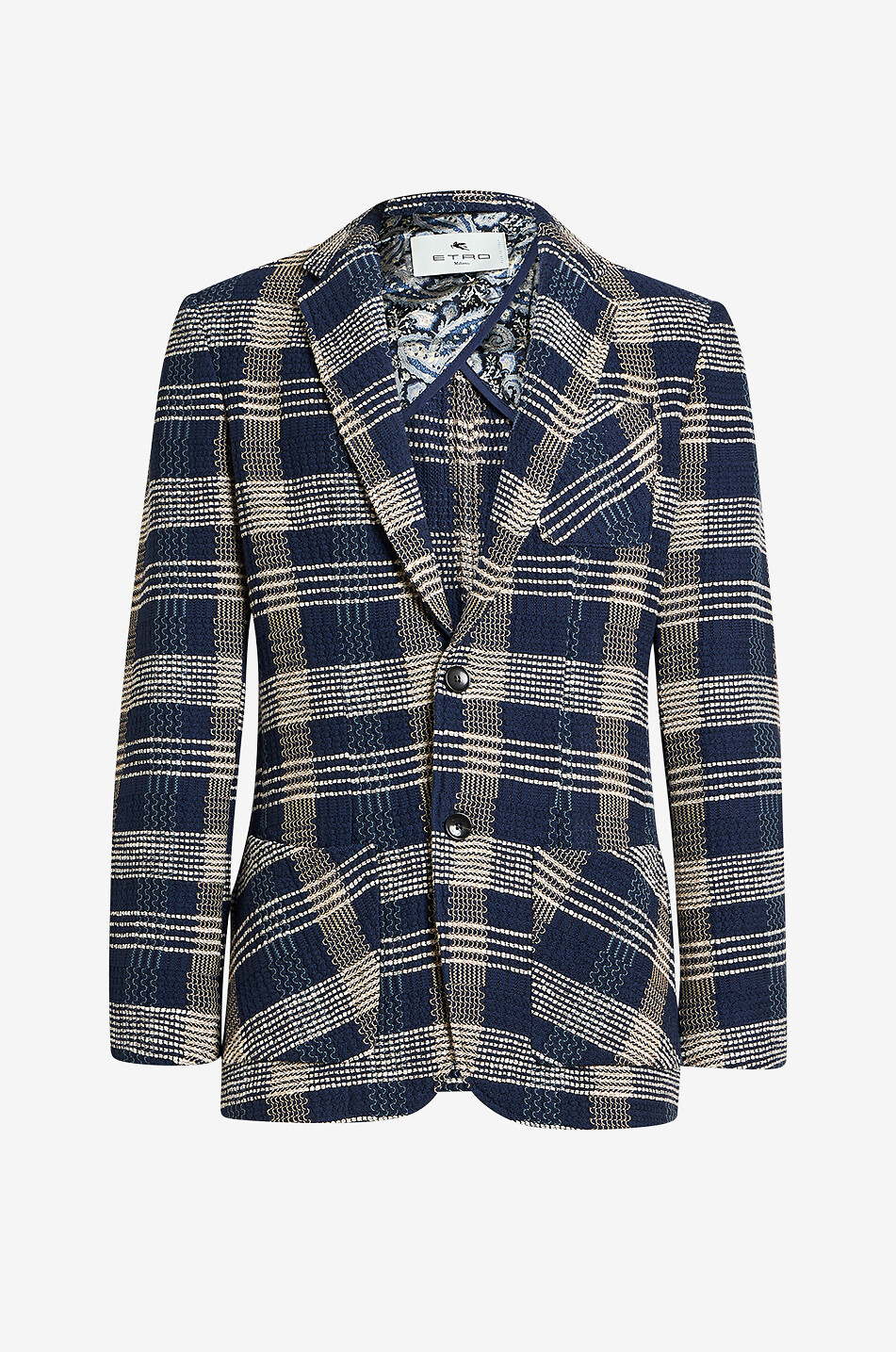 ETRO Single-breasted jacquard knit blazer Men MEDIUM BLUE 1
