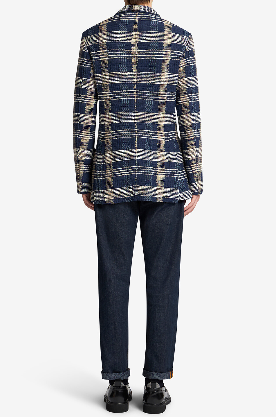 ETRO Single-breasted jacquard knit blazer Men MEDIUM BLUE 4