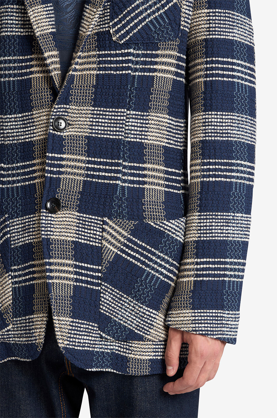 ETRO Single-breasted jacquard knit blazer Men MEDIUM BLUE 5
