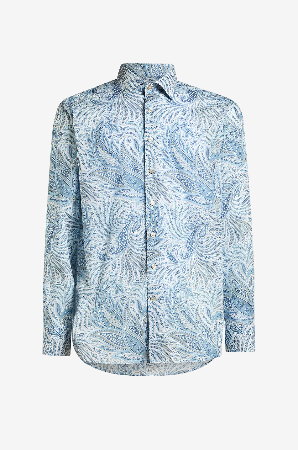 ETRO Paisley Ramage printed long-sleeved cotton shirt Men LIGHT BLUE 1