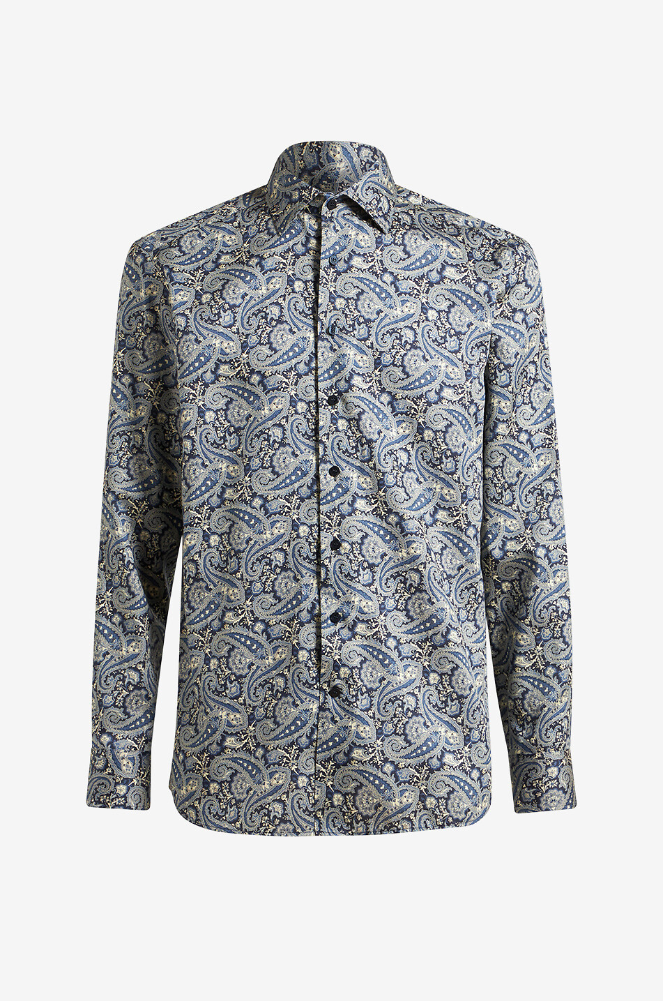 Paisley-printed long-sleeved cotton shirt