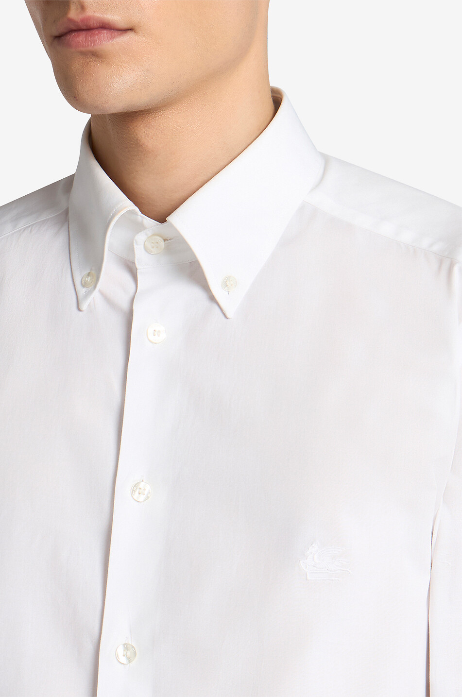 Button-down collar poplin shirt