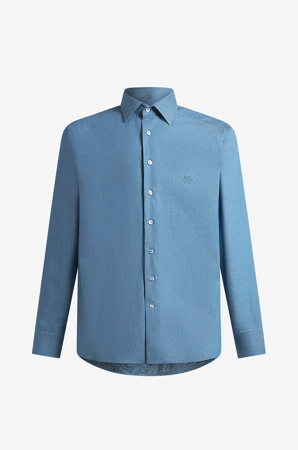 Leichtes Denim-Hemd mit Pegaso-Stickerei