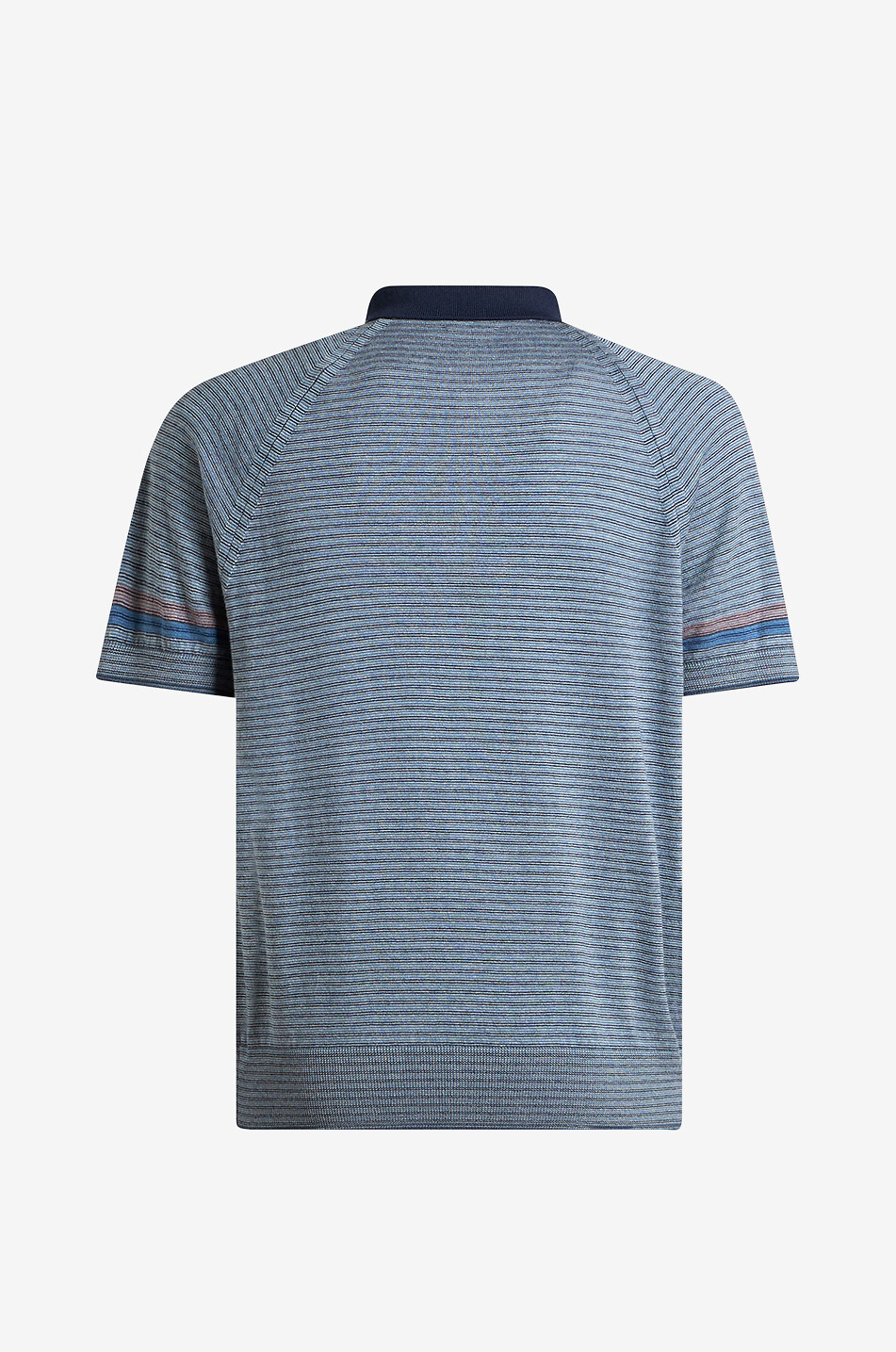Polo en maille jacquard rayée de coton et de cachemire
