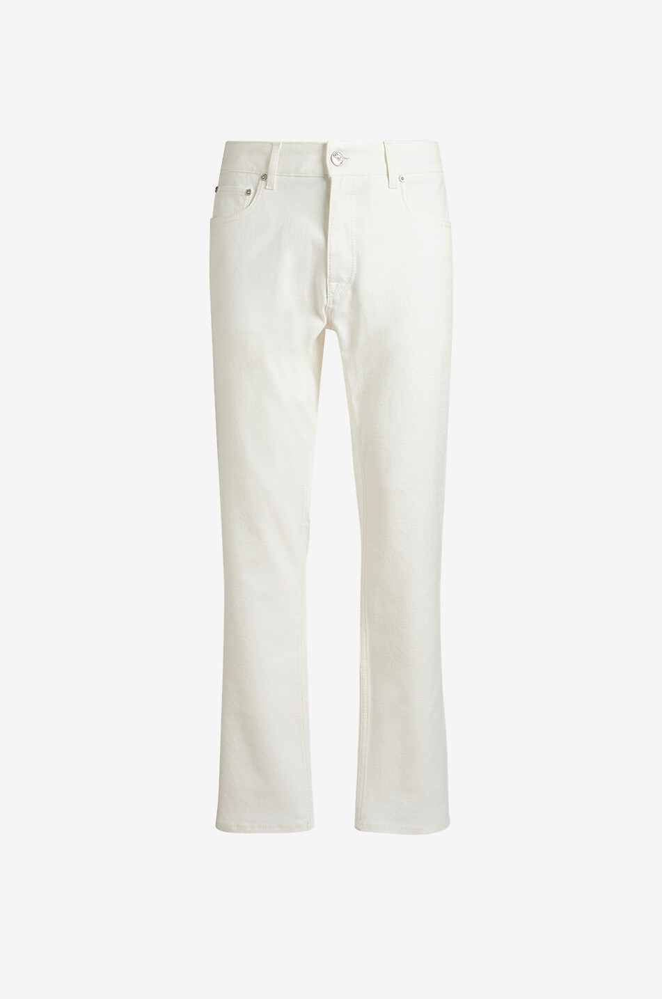 Paisley-patterned denim jacquard regular jeans