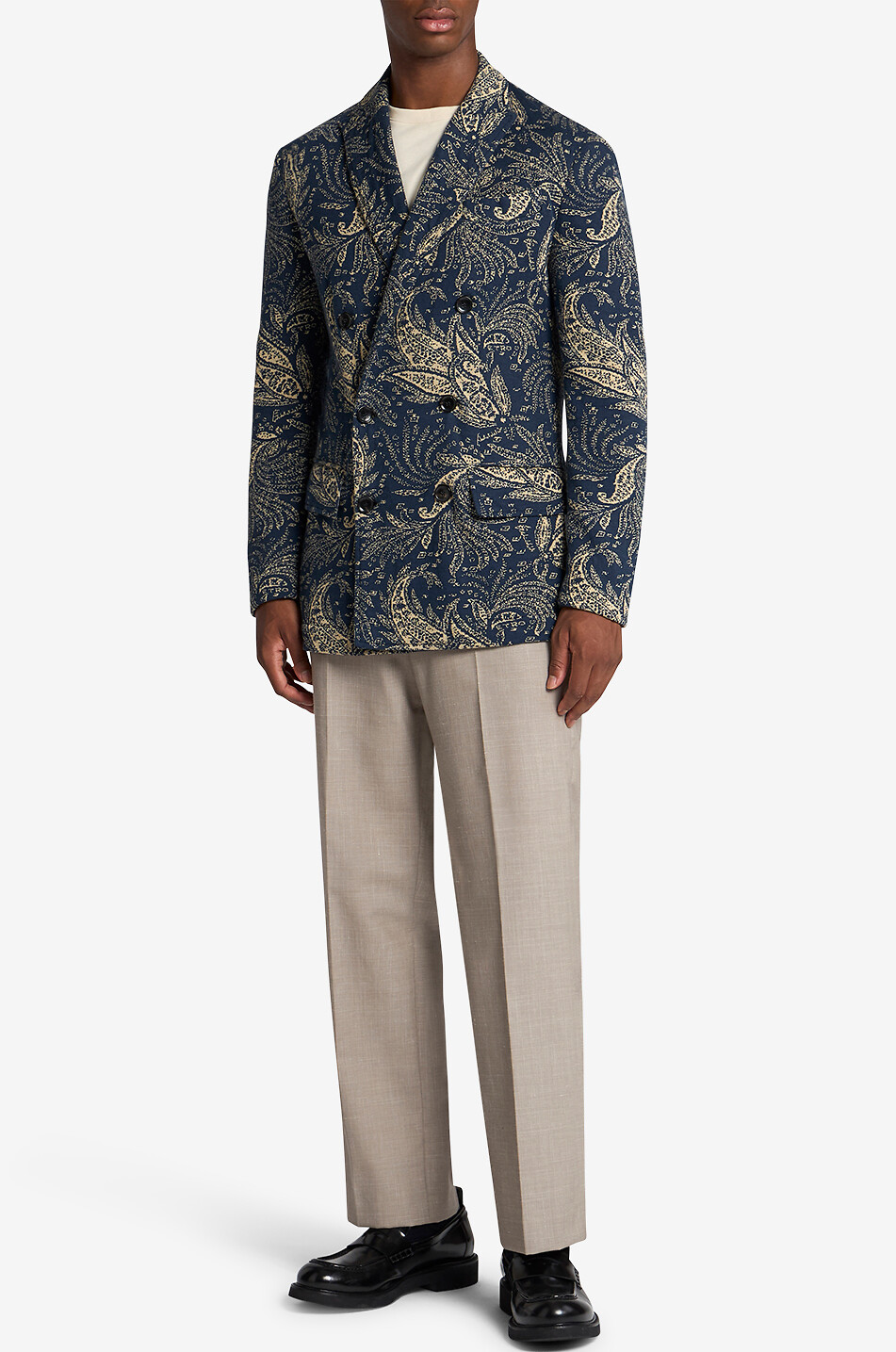 ETRO Paisley patterned double-breasted knit blazer Men MEDIUM BLUE 3