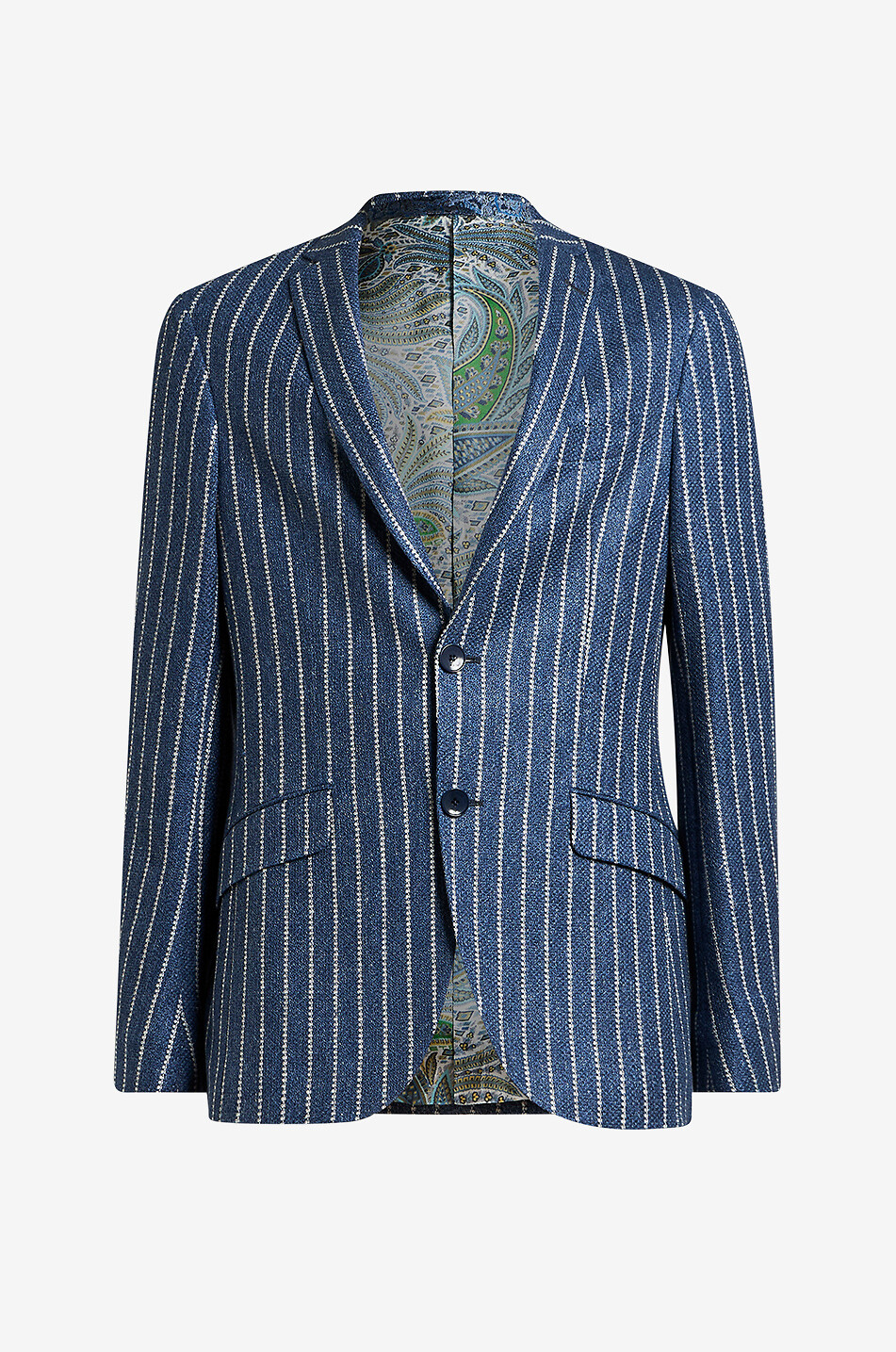 Einreihiger Blazer aus gestreiftem Leinenjacquard