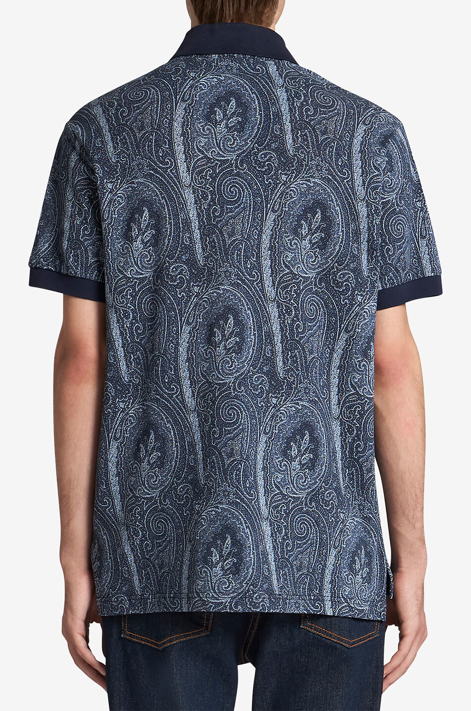 ETRO Baumwoll-Piqué-Polohemd mit kurzen Ärmeln Paisley Ramage Herren DUNKELBLAU 4