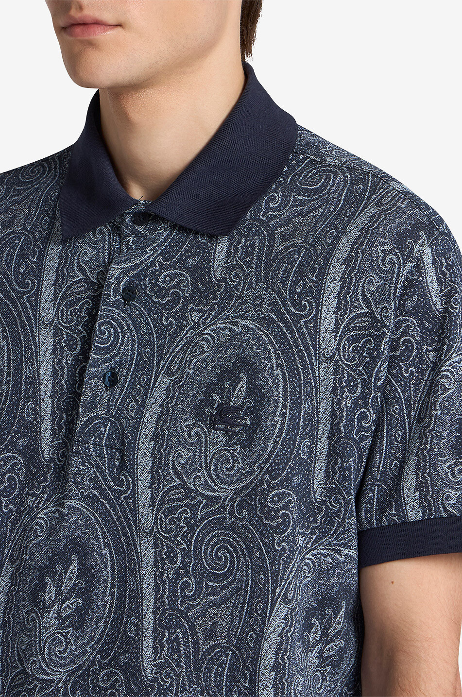 ETRO Baumwoll-Piqué-Polohemd mit kurzen Ärmeln Paisley Ramage Herren DUNKELBLAU 5