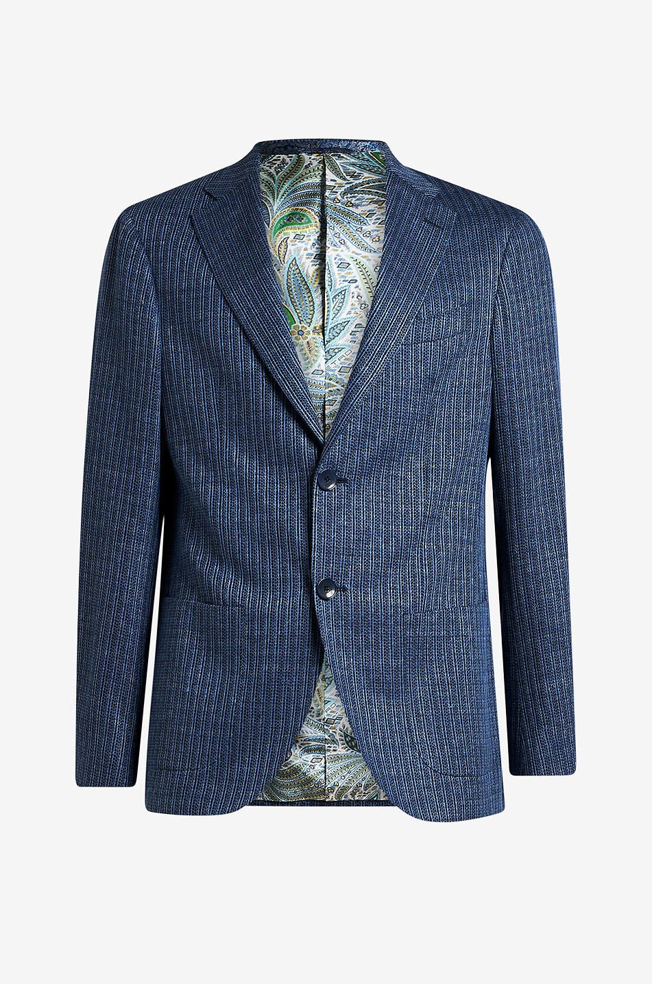 ボトムスその他 Etro Single-Breasted Blue Jacquard Jacket With Medallion Etro - Single-breasted two-button jacket blue - The Corner