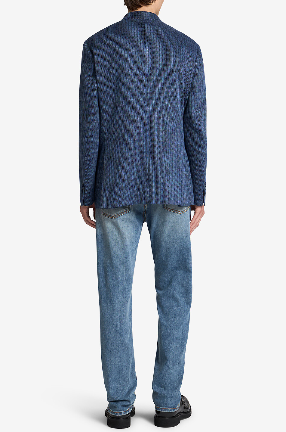 ETRO Blazer à boutonnage simple effet maille Roma Fit Homme BLEU MOYEN 4