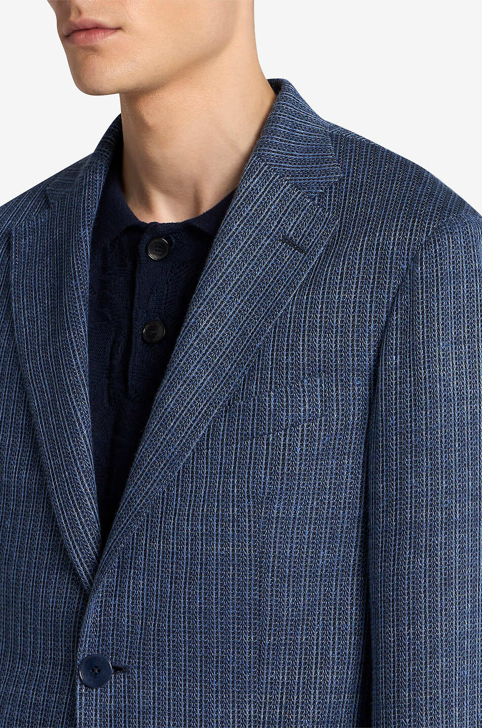 ETRO Blazer à boutonnage simple effet maille Roma Fit Homme BLEU MOYEN 5