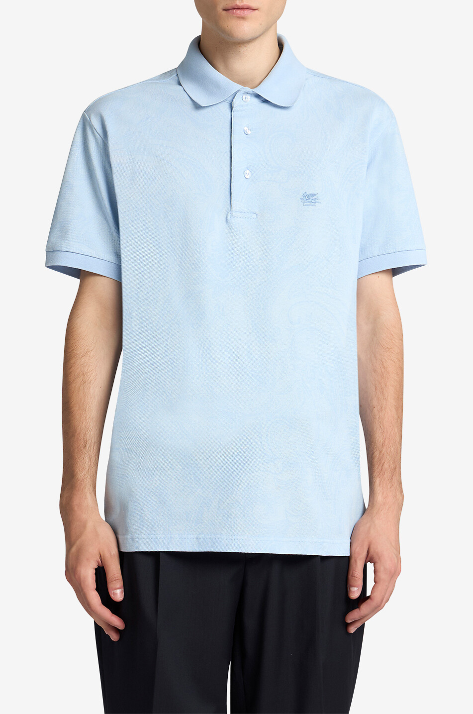 ETRO Polo en coton piqué à manches courtes Floral Paisley Homme BLEU CLAIR 3