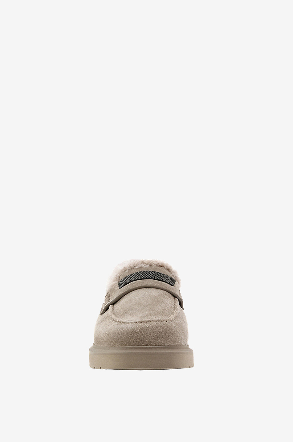 BRUNELLO CUCINELLI Shearling lined suede penny loafers Women BROWN 2