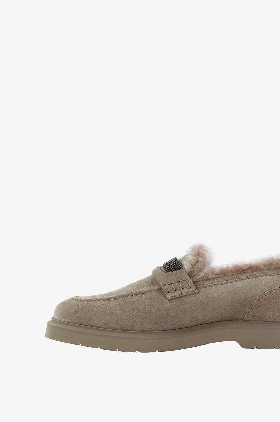 BRUNELLO CUCINELLI Shearling lined suede penny loafers Women BROWN 3