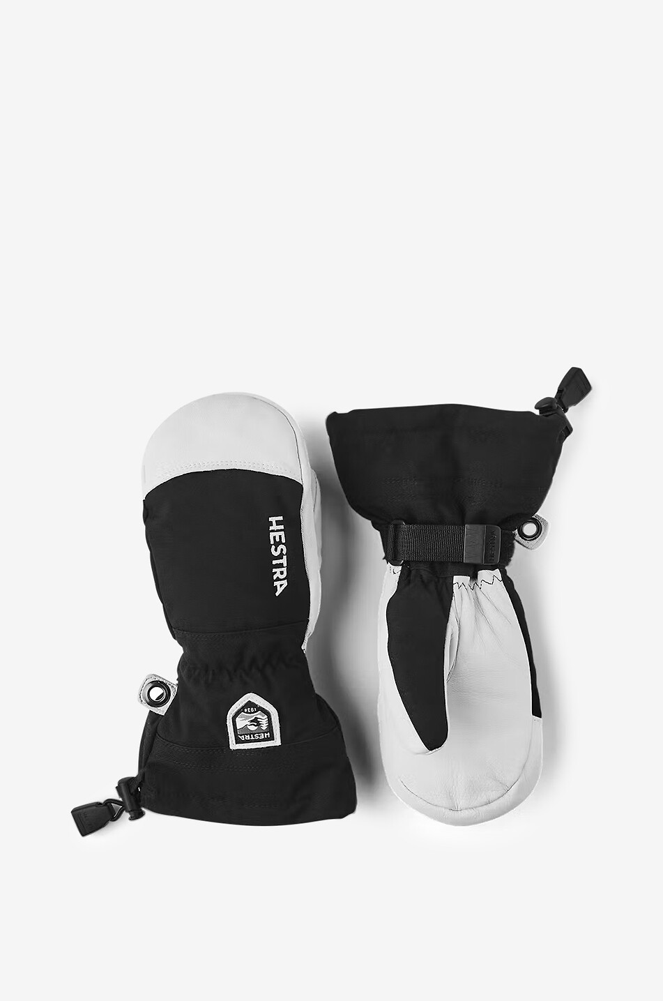 HESTRA Moufles de ski enfant en cuir et tissu Army Leather Heli Kis Jr. Mitt Bébé NOIR 1