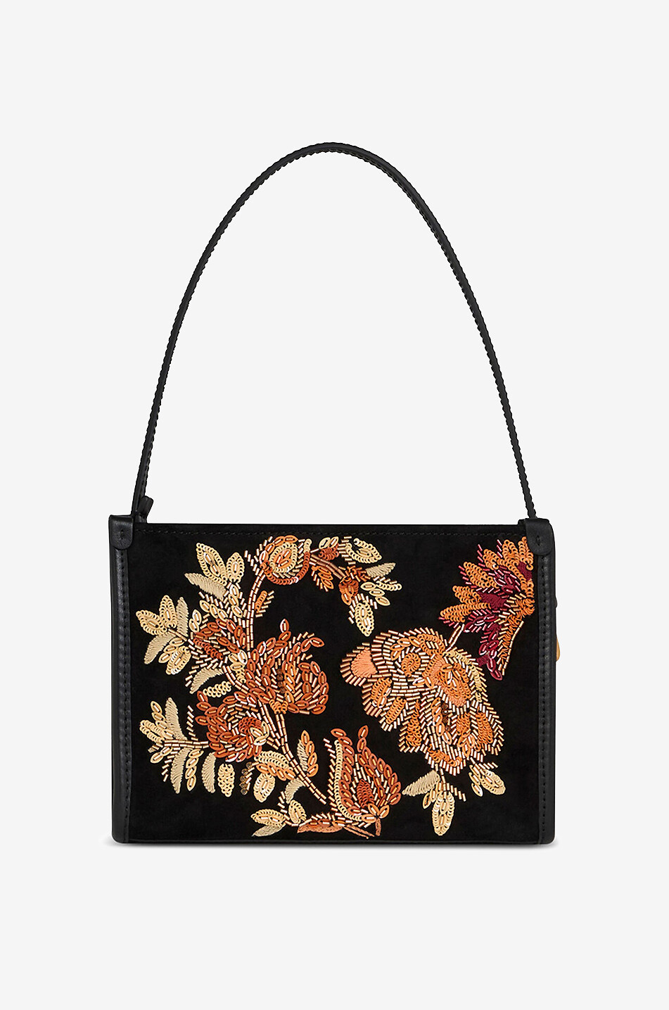 Black deals suede embroidered clutch