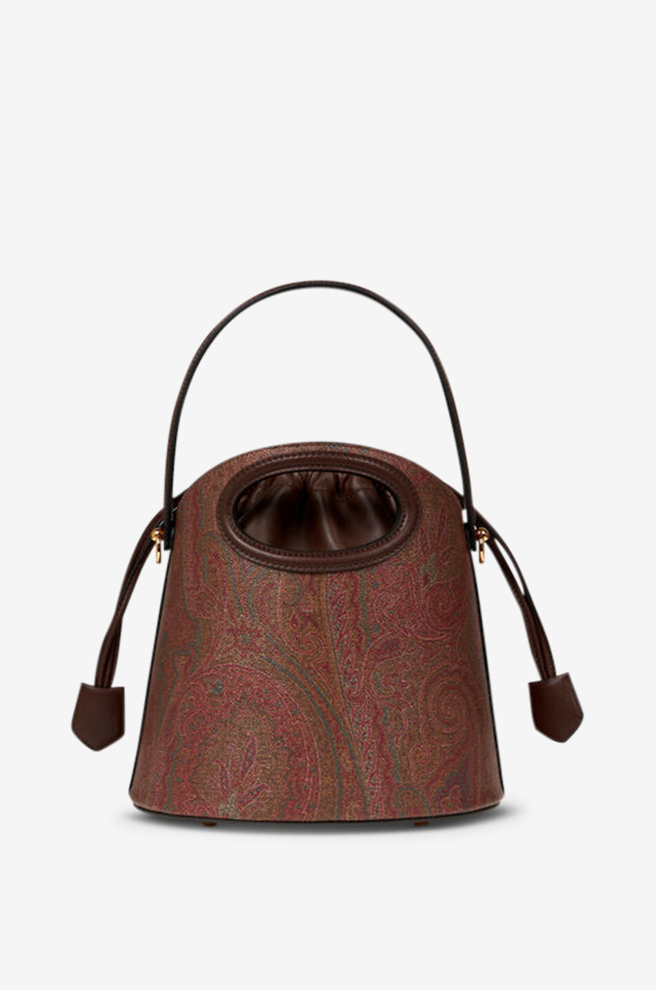 ETRO Saturno Medium bucket bag in Paisley canvas and nappa leather Women BROWN 3