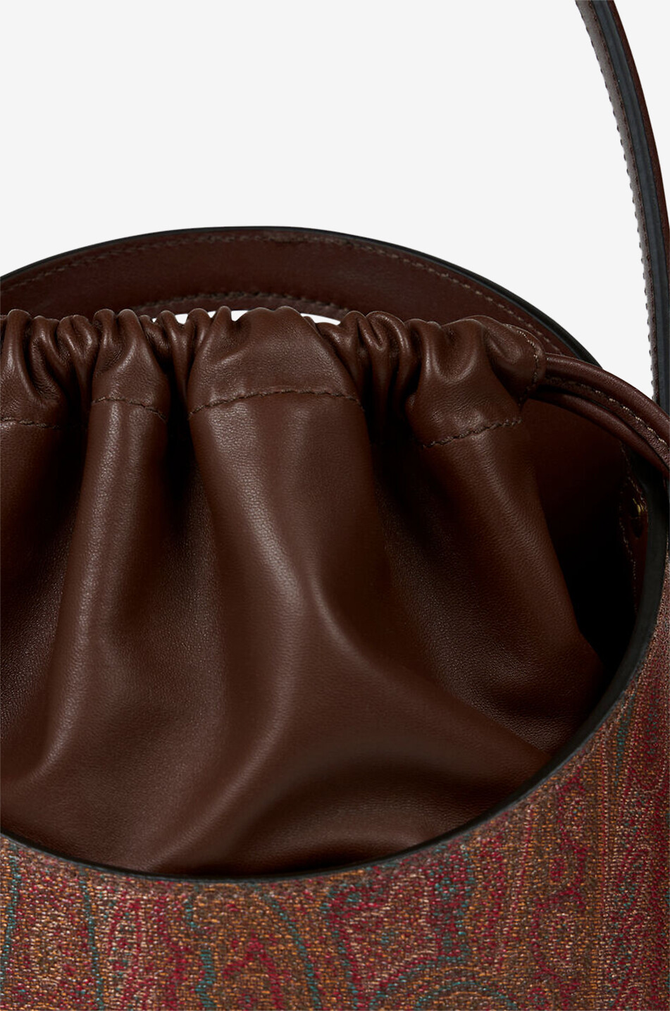 ETRO Saturno Medium bucket bag in Paisley canvas and nappa leather Women BROWN 6