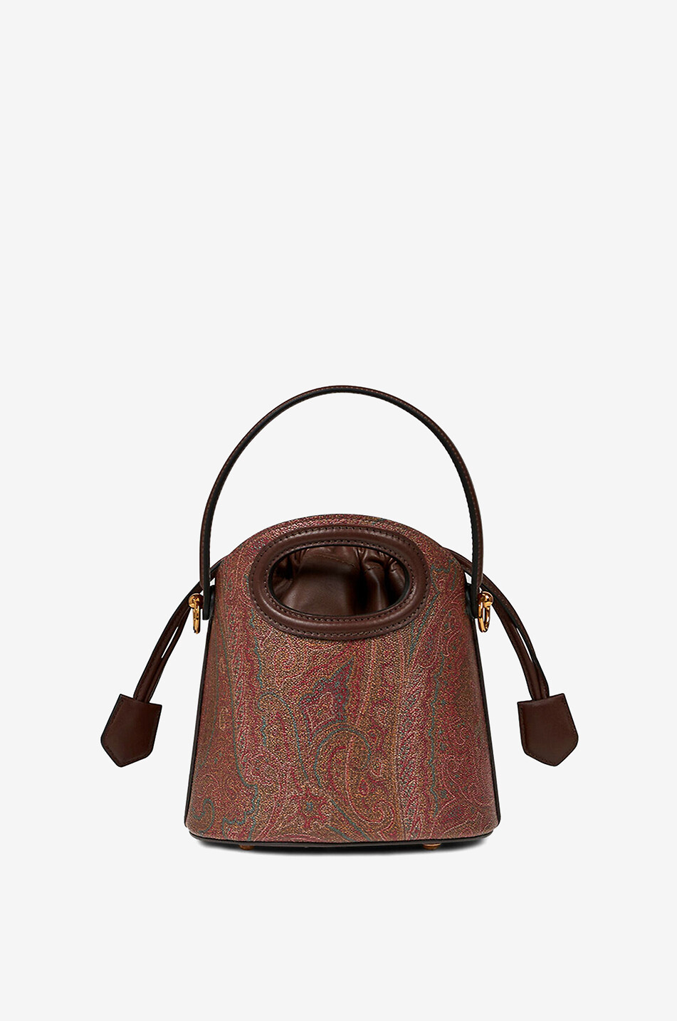 ETRO Saturno Small bucket bag in Paisley canvas and nappa leather Women BROWN 2