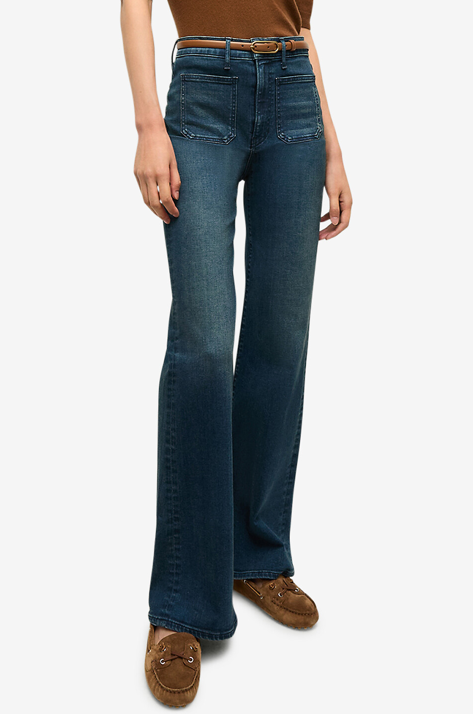 VERONICA BEARD Ausgestellte ausgewaschene Jeans Crosbie Loafer Damen BLAU 6