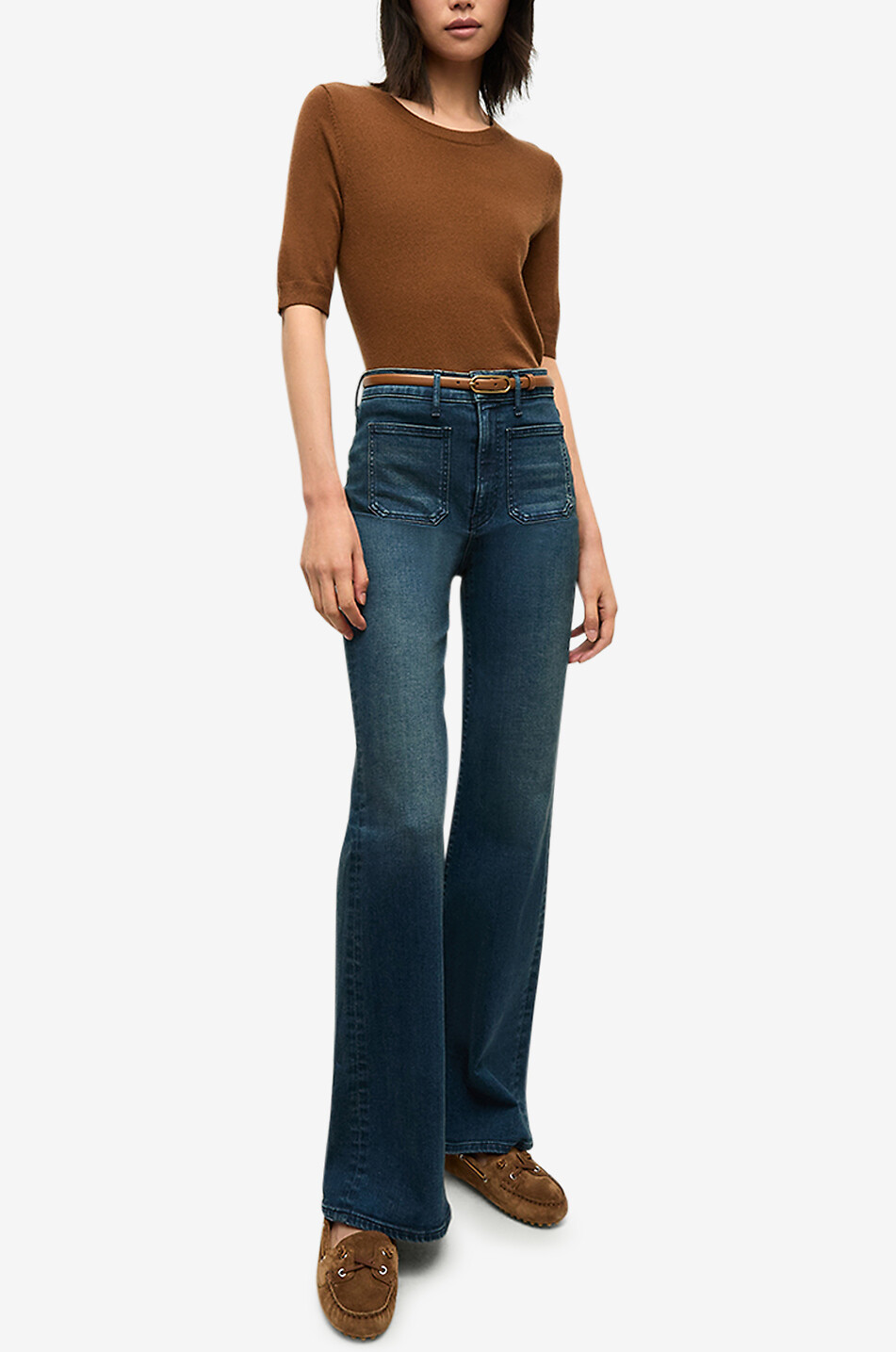 VERONICA BEARD Ausgestellte ausgewaschene Jeans Crosbie Loafer Damen BLAU 3
