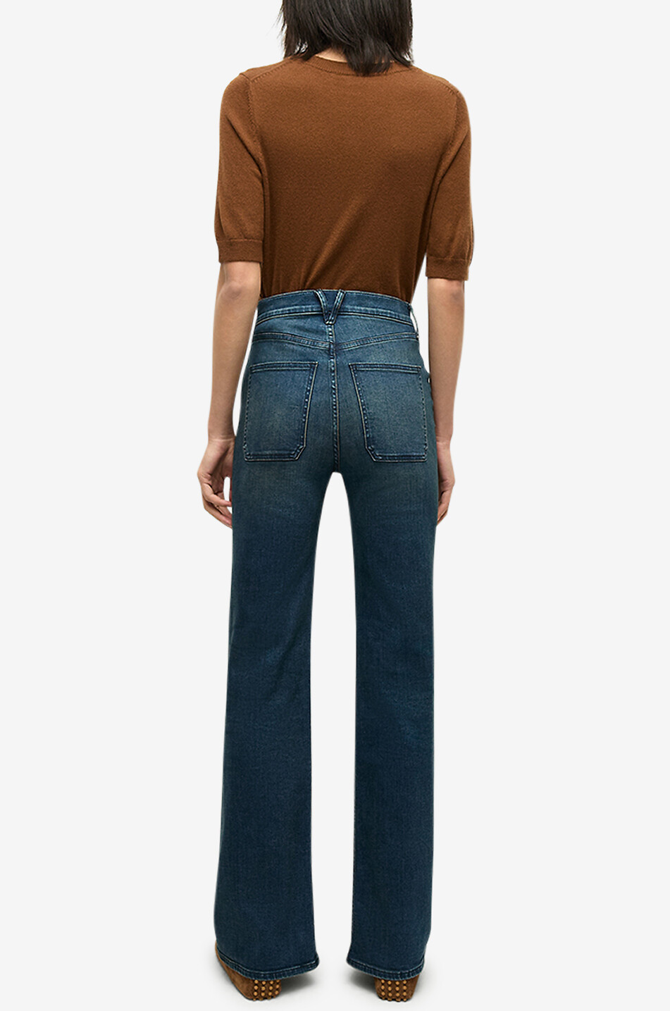 VERONICA BEARD Ausgestellte ausgewaschene Jeans Crosbie Loafer Damen BLAU 5