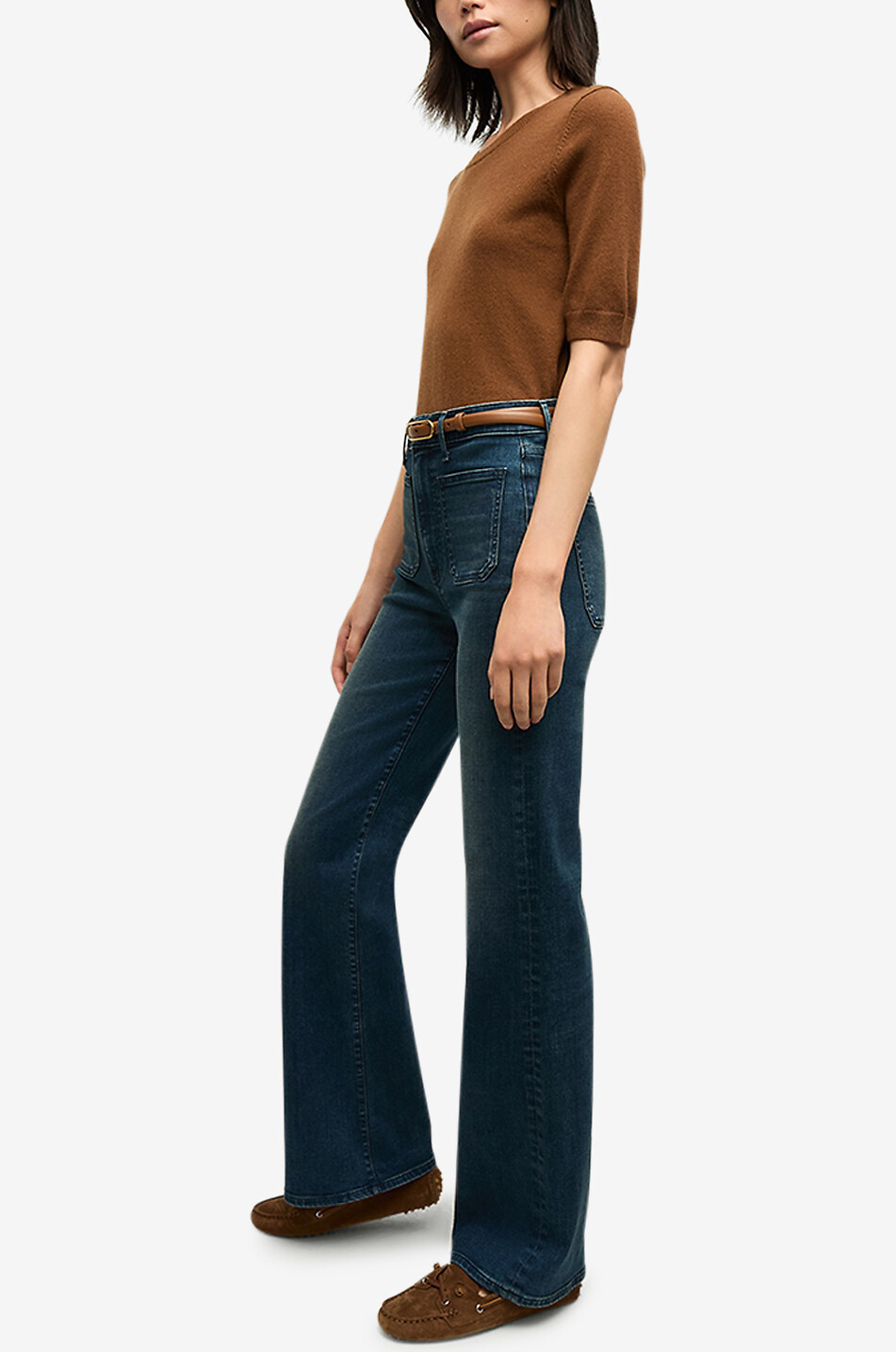 VERONICA BEARD Ausgestellte ausgewaschene Jeans Crosbie Loafer Damen BLAU 4