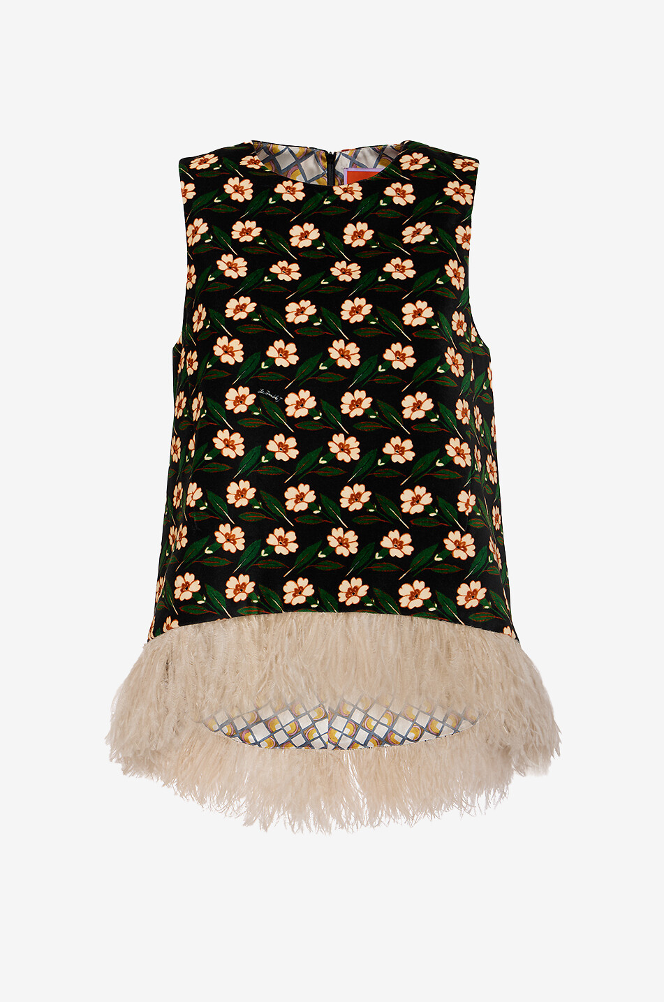 Top sans manches en velours et plumes La Scala Mayfair