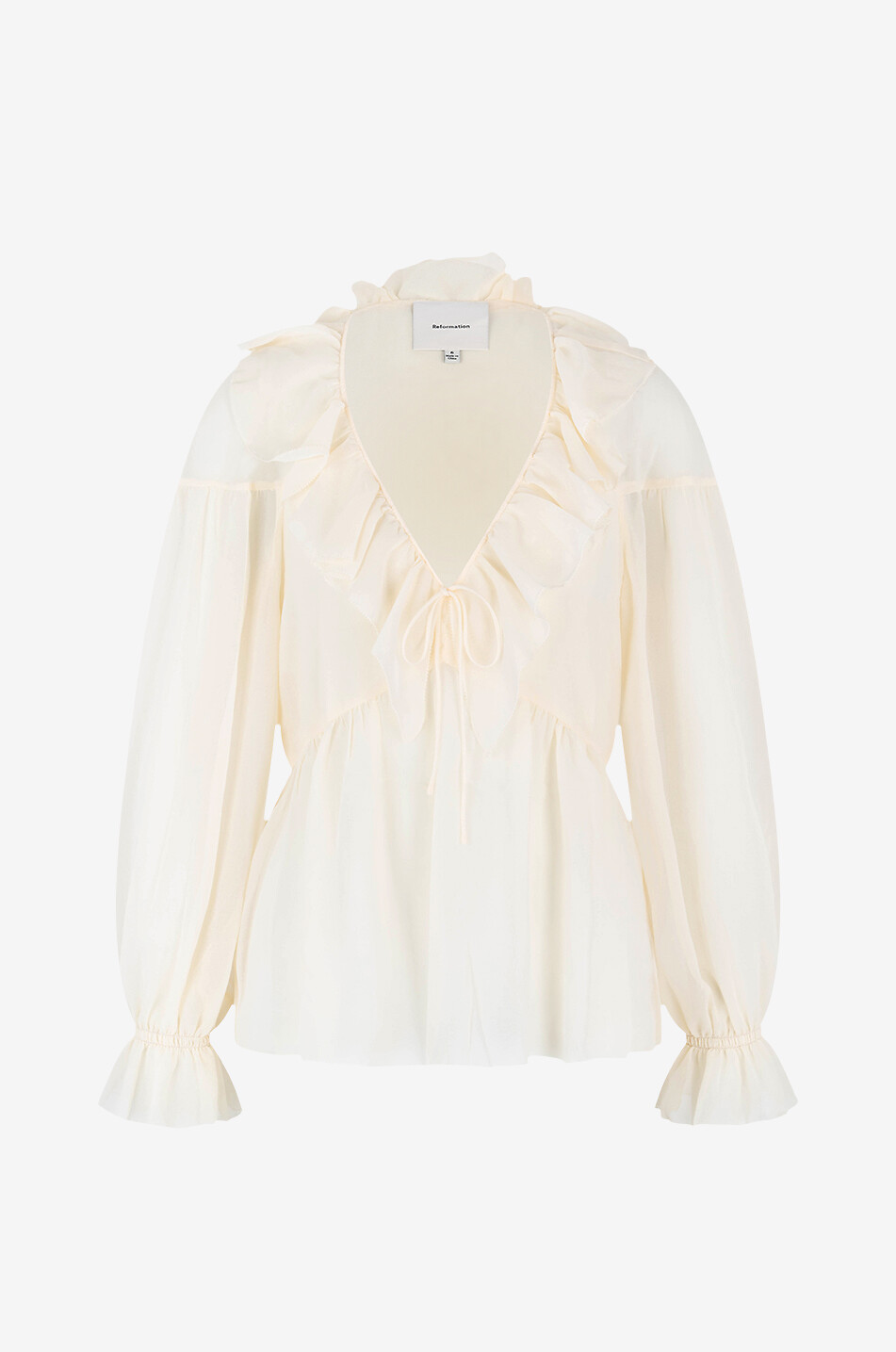 REFORMATION Gerüschte Musselinbluse Wyn Damen CREMEFARBEN 1