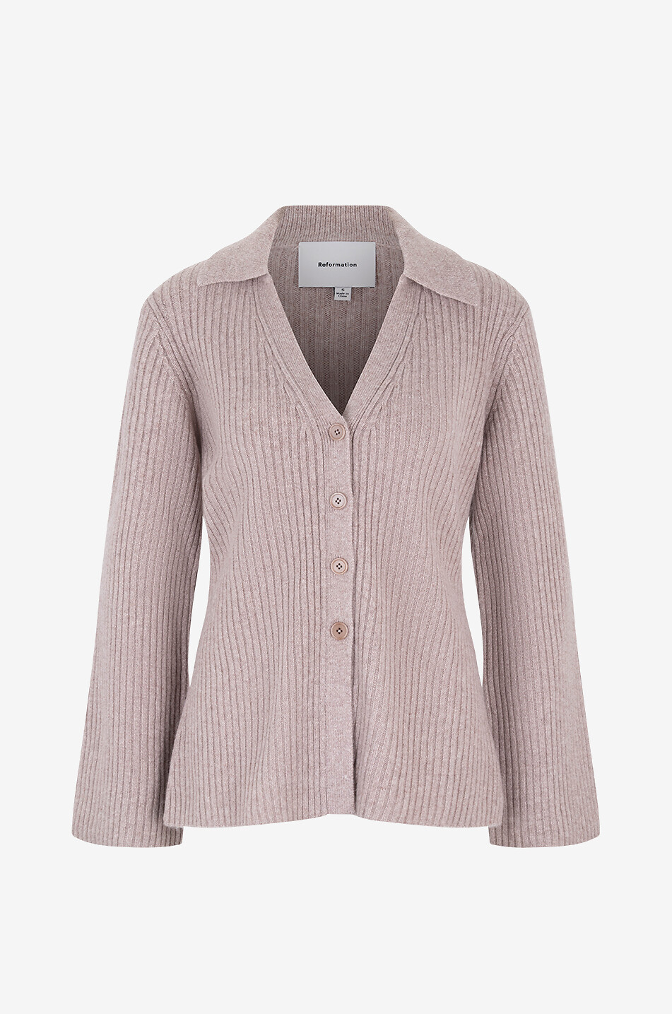 Shea collared ribbed recycled cashmere cardigan