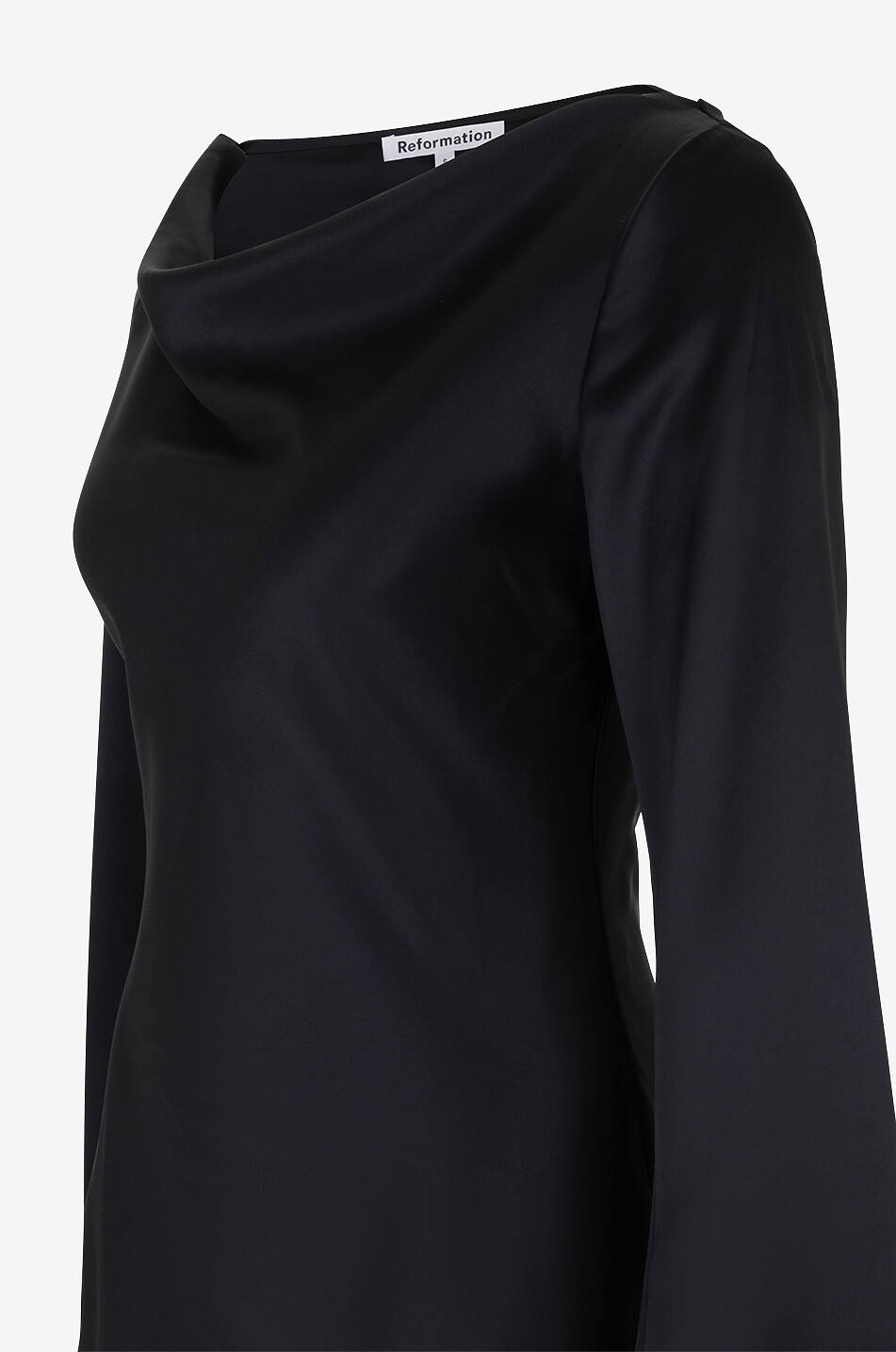 REFORMATION Pike satin mini dress with flared sleeves Women BLACK 7