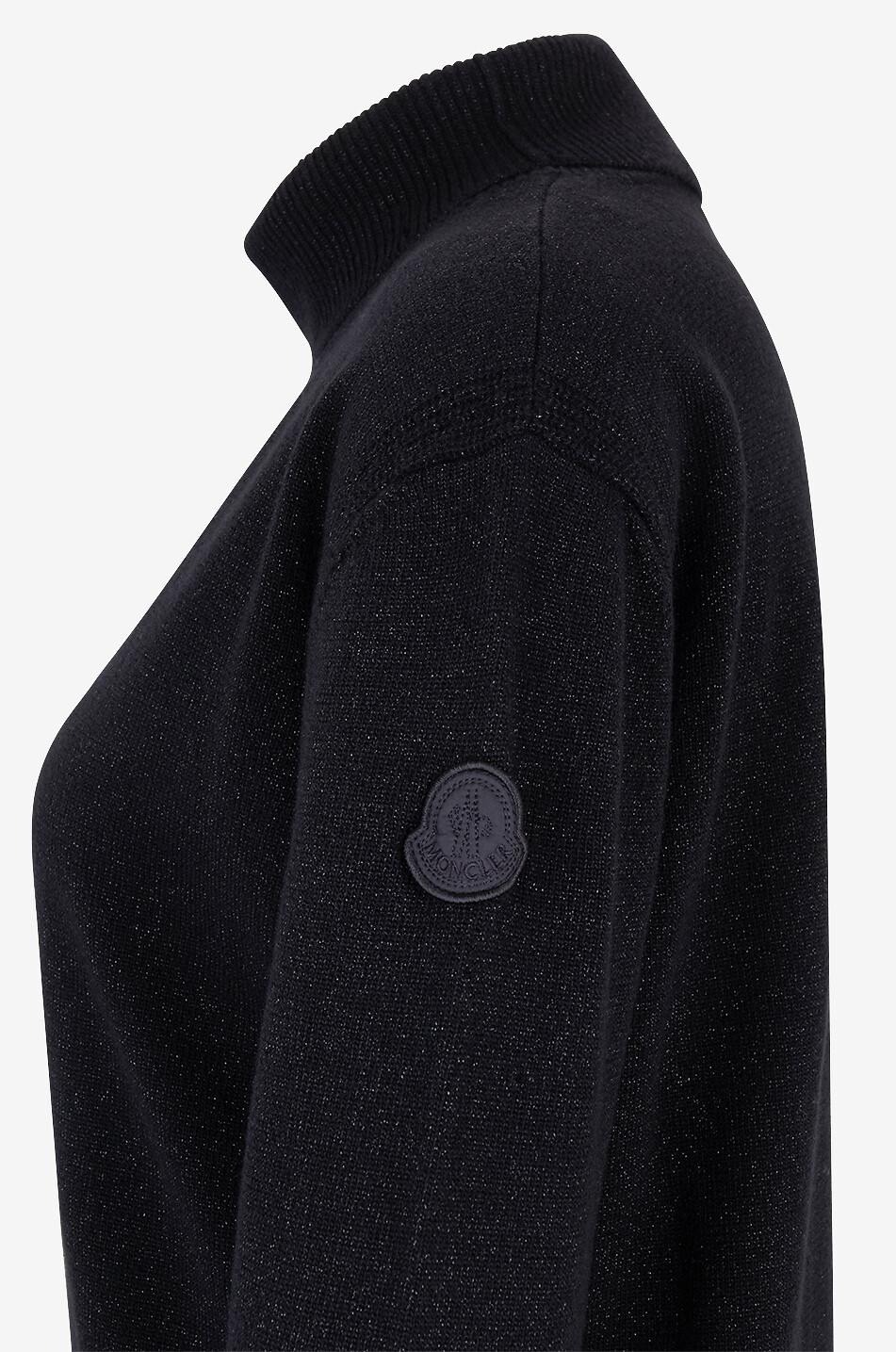MONCLER Glitzernder Boxy-Rollkragenpullover aus Wolle Damen SCHWARZ 3