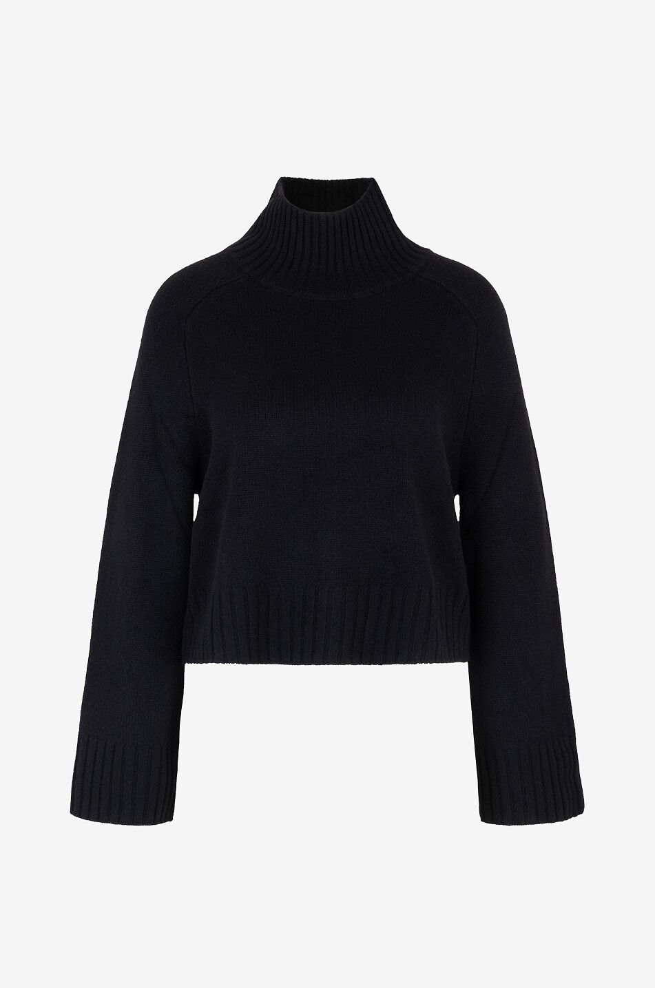 REFORMATION Brooke funnel neck cropped cashmere jumper Women BLACK 1