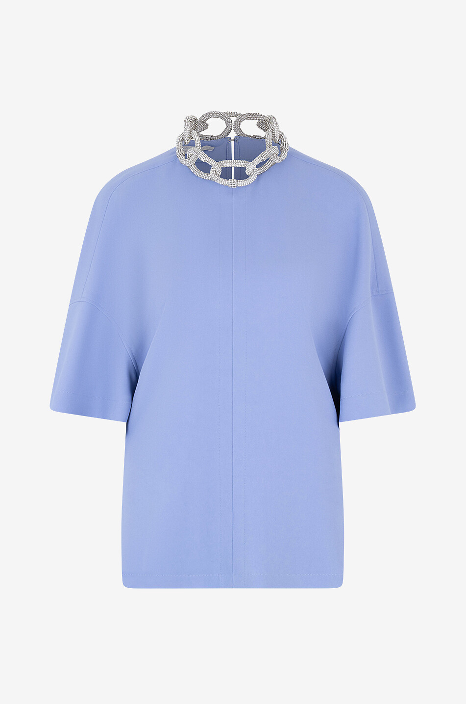 STELLA McCARTNEY Crystal clad chain adorned loose crepe top Women PURPLE 1