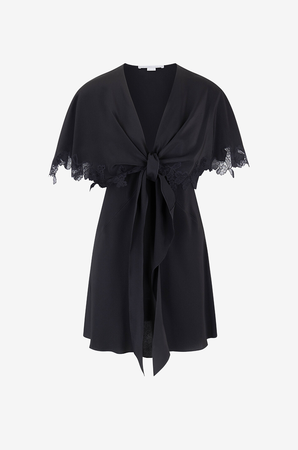 Top cape en soie et dentelle