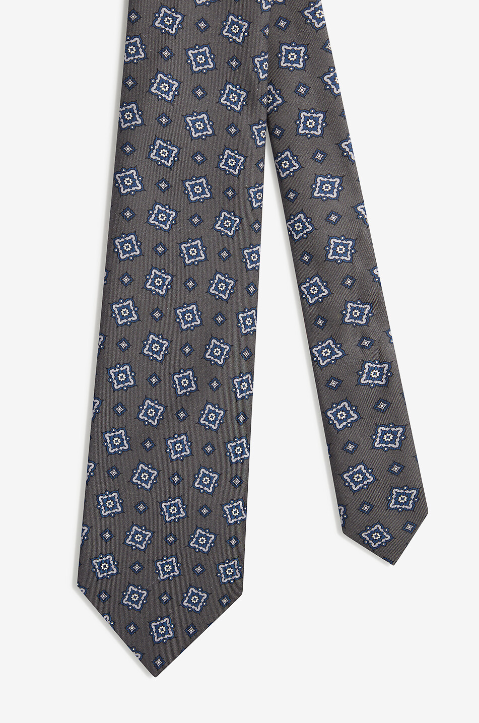 DUNHILL Cravate imprimée en soie Homme GRIS FONCÉ 1