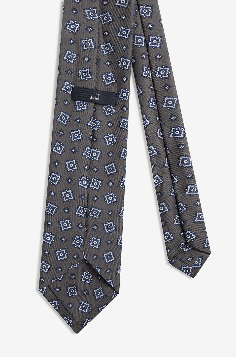 DUNHILL Cravate imprimée en soie Homme GRIS FONCÉ 2