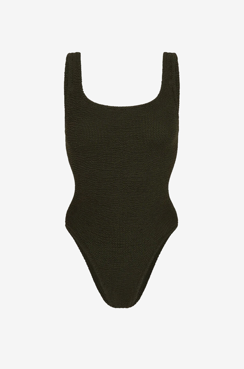 HUNZA G Square Neck Swim seersucker one piece swimsuit Women GREEN 1