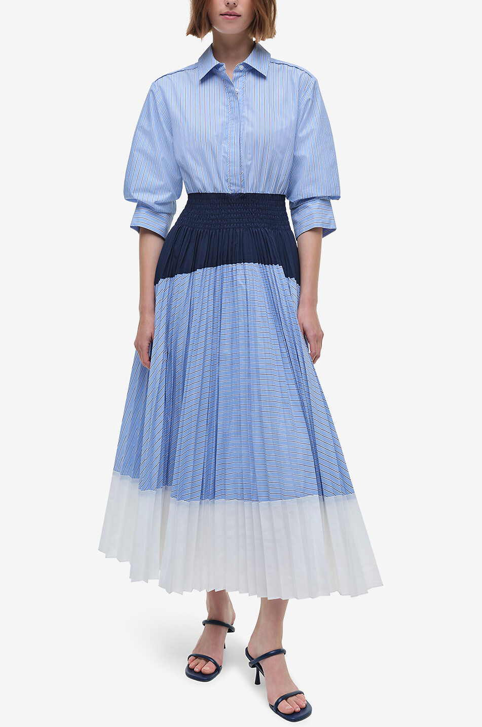 SIMKHAI Jenella cotton midi shirt dress Women BLUE 3