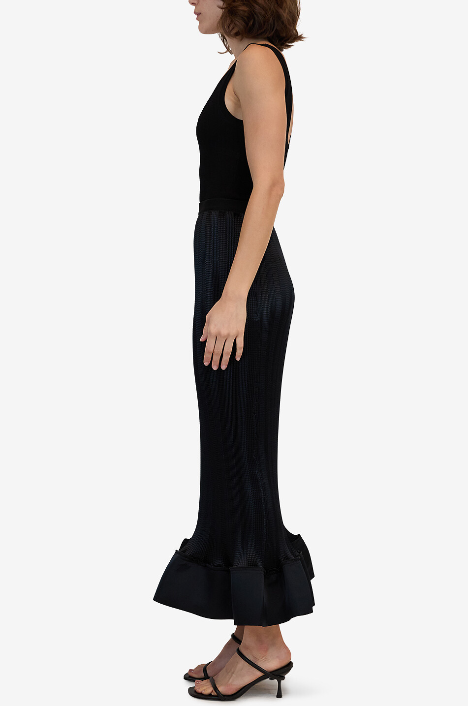 SIMKHAI Hollis long striped knit mermaid skirt Women BLACK 4