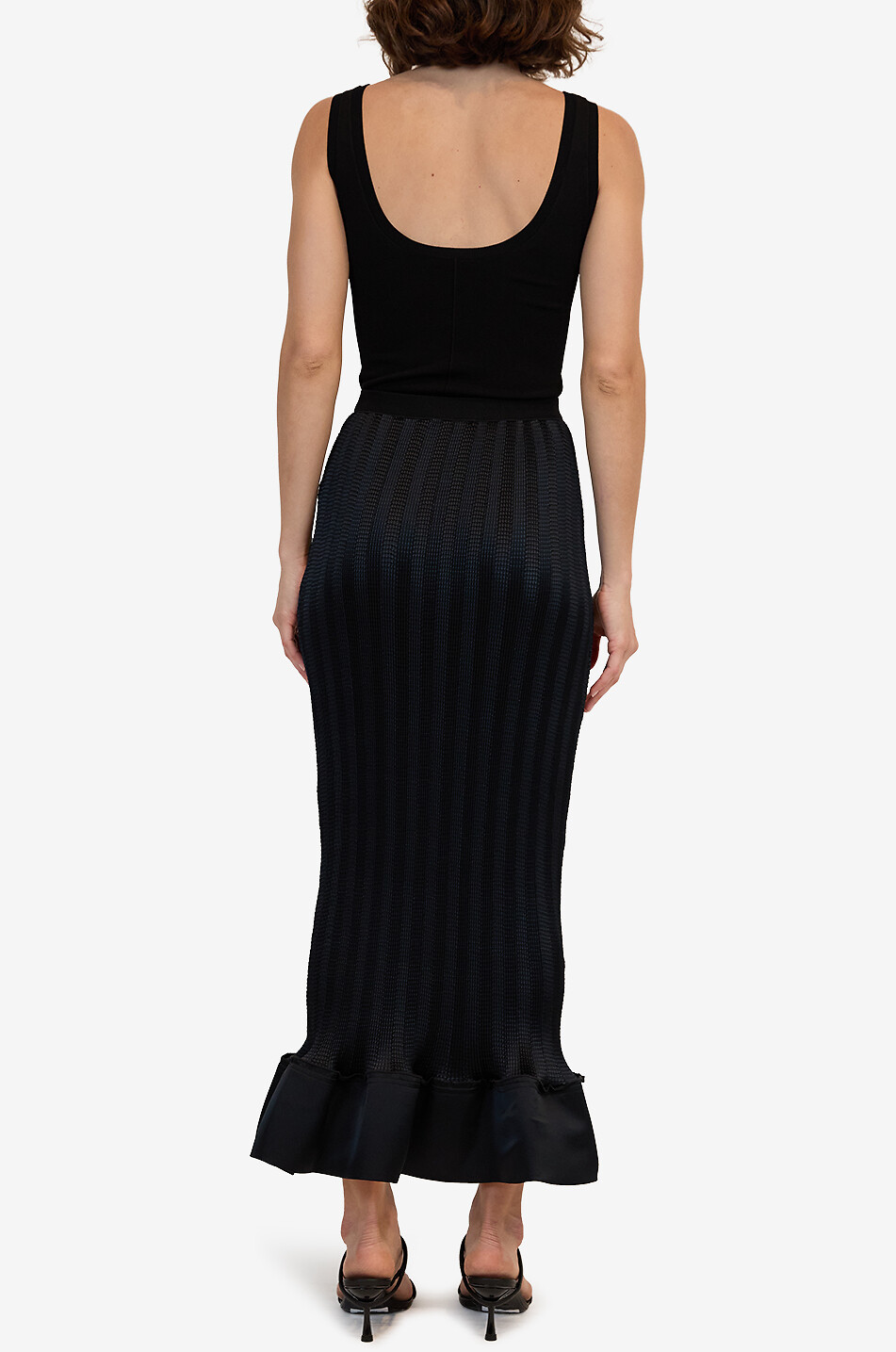 SIMKHAI Hollis long striped knit mermaid skirt Women BLACK 5