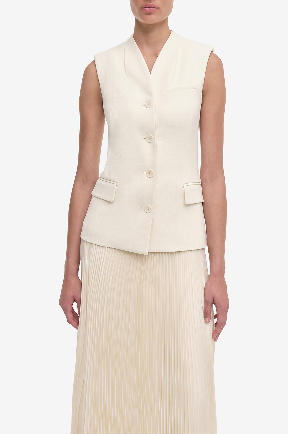 SIMKHAI Ärmelloses Materialmix-Midi-Kleid Georgina Damen WEISS 7