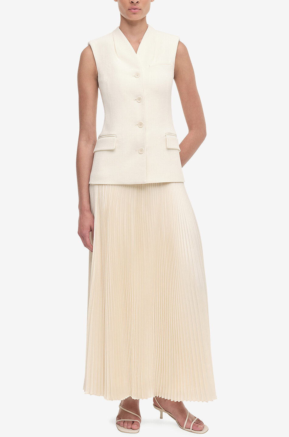 SIMKHAI Ärmelloses Materialmix-Midi-Kleid Georgina Damen WEISS 3