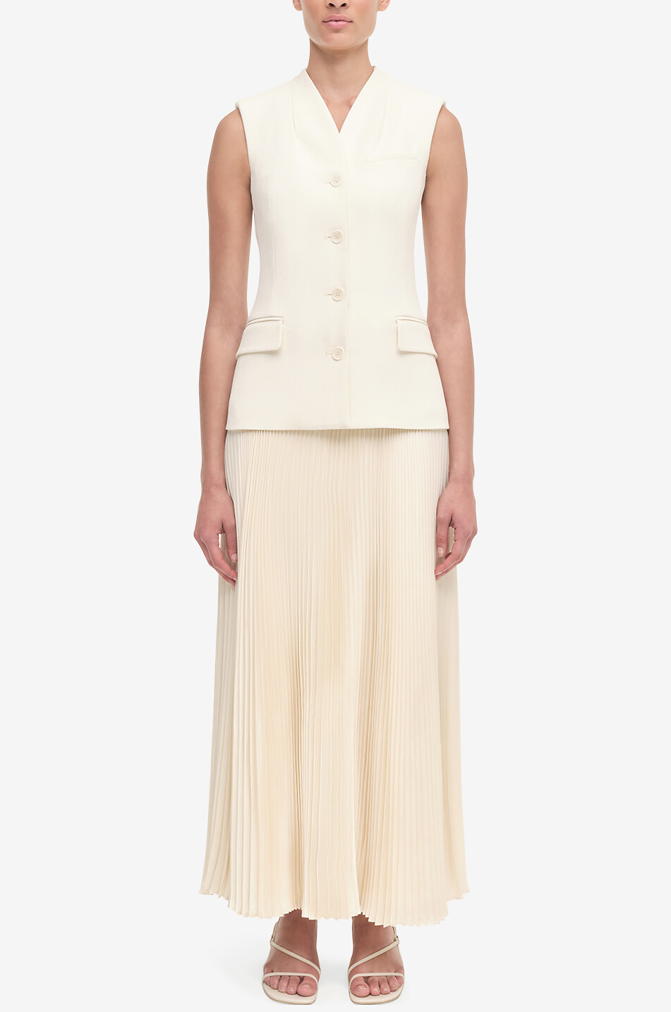 SIMKHAI Ärmelloses Materialmix-Midi-Kleid Georgina Damen WEISS 4